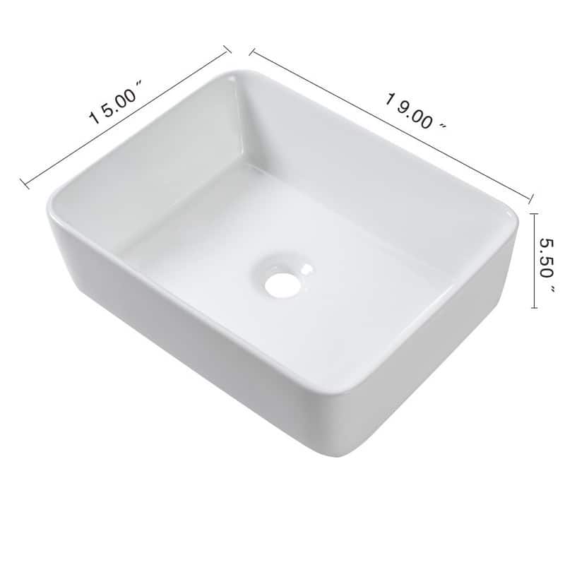 Rectangle Above Counter Porcelain Ceramic Bathroom Vessel Vanity Sink