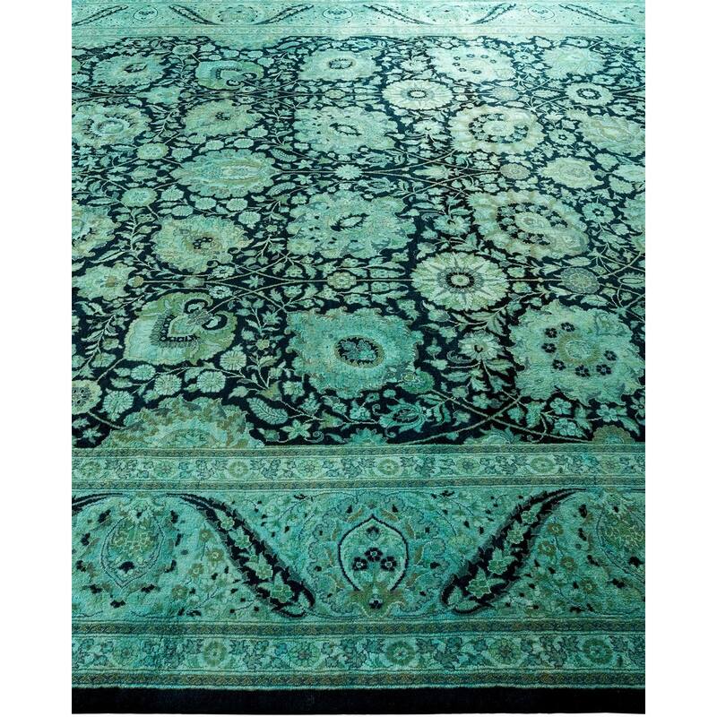 Overton Hand Knotted Wool Vintage Inspired Modern Contemporary Overdyed Black Area Rug - 8' 4" x 10' 3"