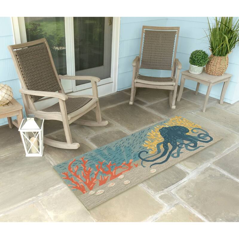 Liora Manne Frontporch Octopus Indoor/Outdoor Rug - 2' x 5'