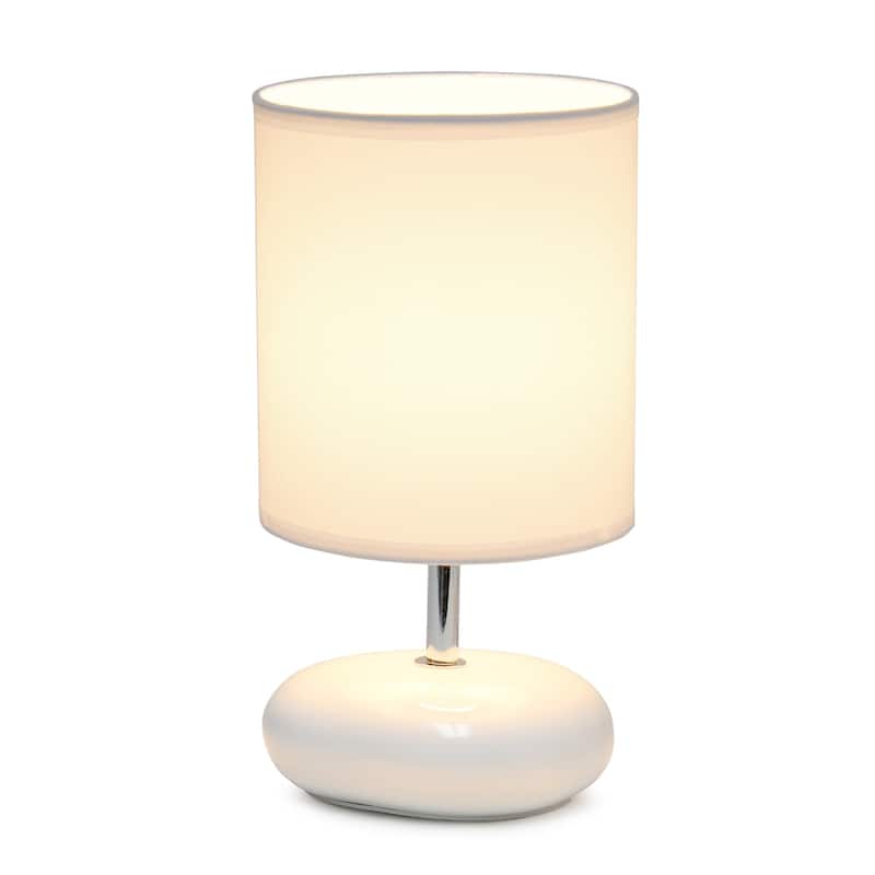 Traditional Mini Round Rock Table Lamp with Drum Shade - 10.25" - White