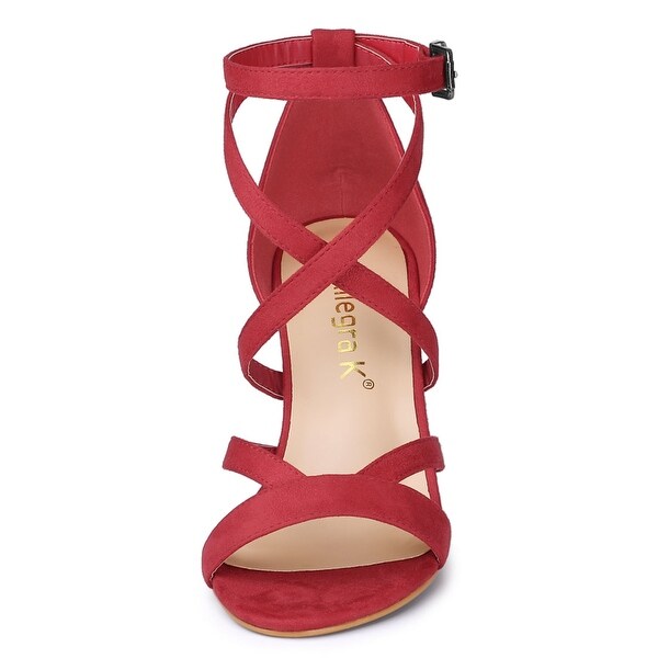 red ankle strap sandals