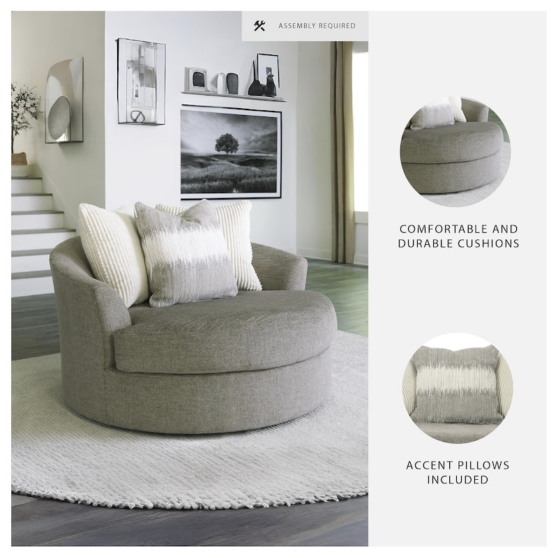 Signature Design by Ashley Creswell Stone Oversized Swivel Accent Chair - 56"W x 56"D x 32"H