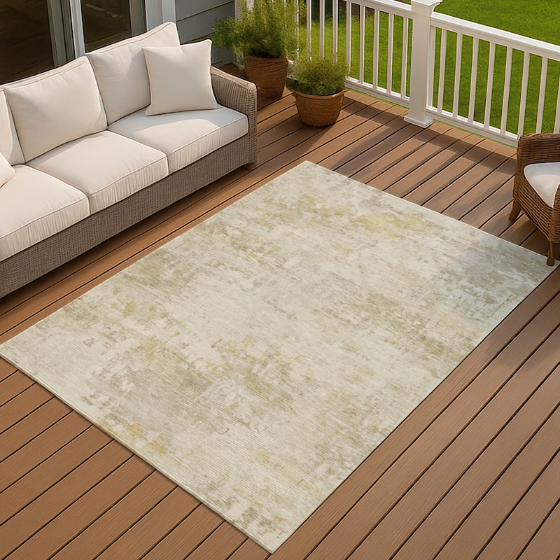 Machine Washable Indoor/ Outdoor Modern Casual Chantille Rug - Putty - 10' x 14'