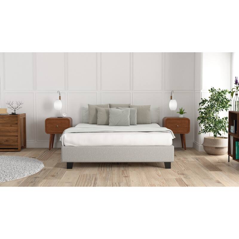 King Bed Frame 14 Inch Platform Bed Modern Upholstered Bed Allure Stone Finish