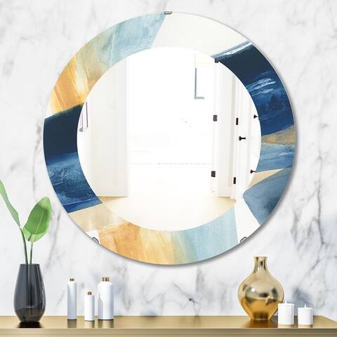 Designart 'Indigo Panel I' Modern Mirror - Oval or Round Wall Mirror - Blue
