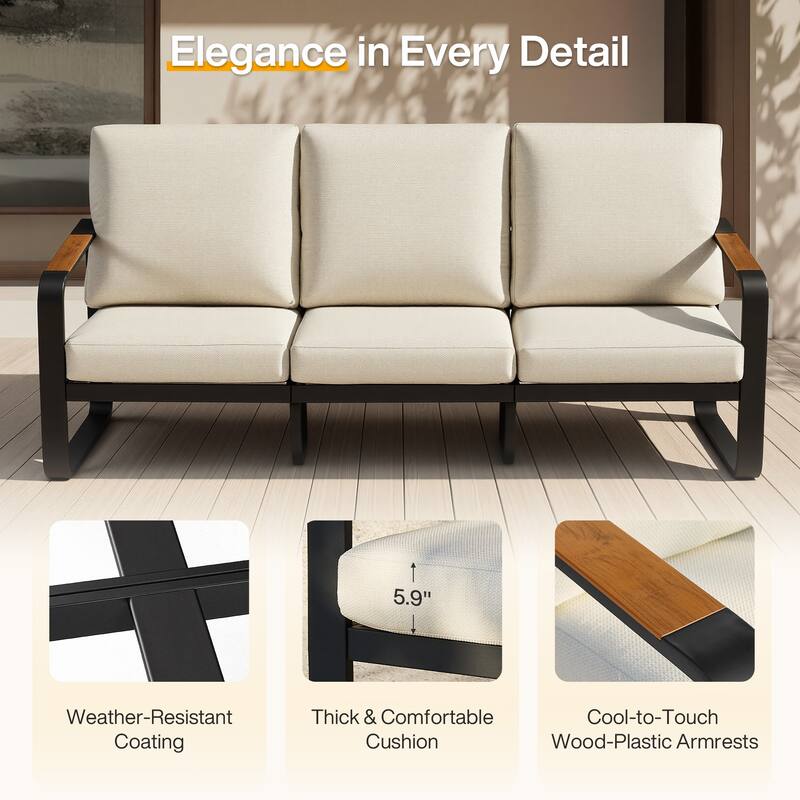 6-Piece Outdoor Patio Conversation Sofa Set with Cushions