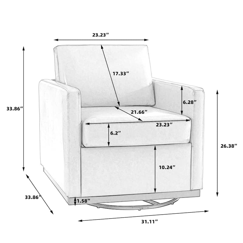 uixe Modern Upholstered Swivel Accent Chair with Pocket Spring Seat