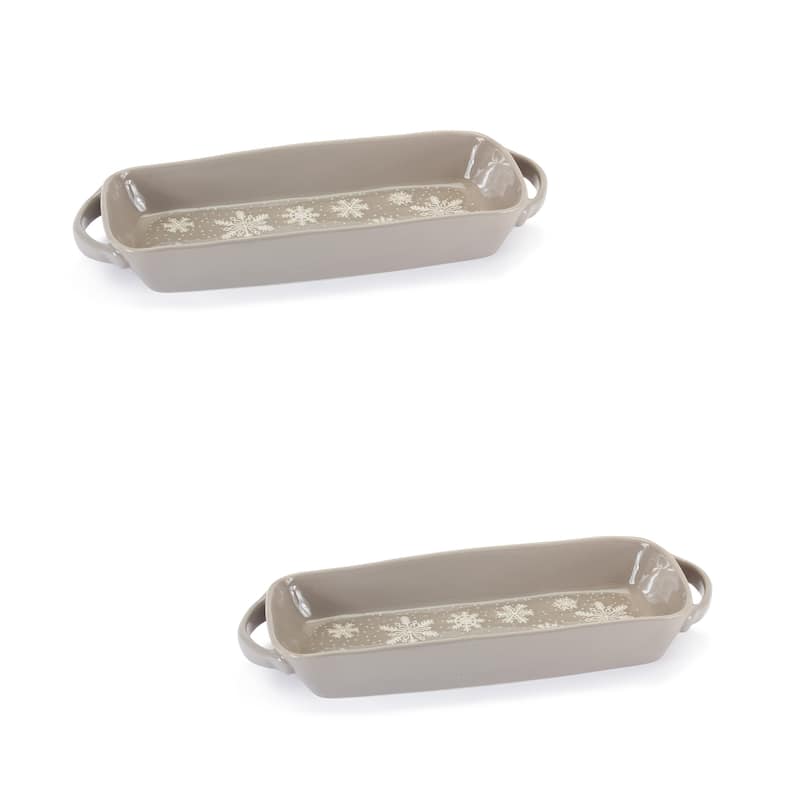 Stoneware Snowflake Platter (Set of 2) - Grey