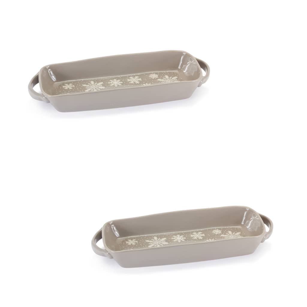 Stoneware Snowflake Platter (Set of 2)