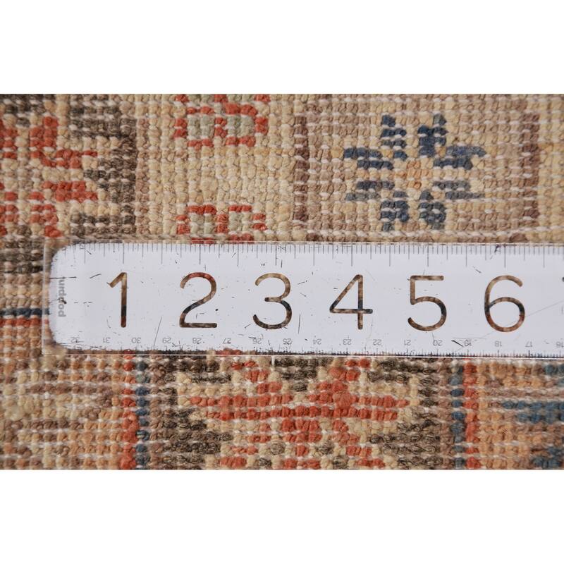 Hand Knotted Oriental 100% Wool Carpet Transitional Geometric Navy Blue & Blues Oushak Runner Rug - 9' 11'' X 2' 7''