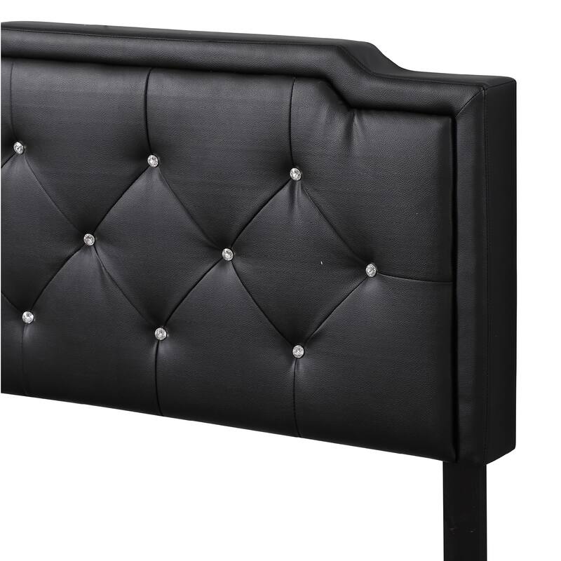 Jeweled Upholstered Tufted Twin Panel Bed - 81" - Black