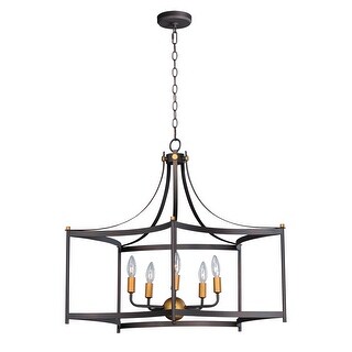 Wellington 5-light 30" Wide Steel Pendant - oil rubbed bronze / antique brass