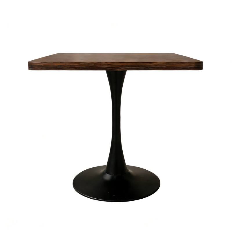 Square Dining Table, 27.6" Tulip Table with Thickened Edge Decor Tabletop & Metal Pedestal, Mid Century Modern Bistro Table