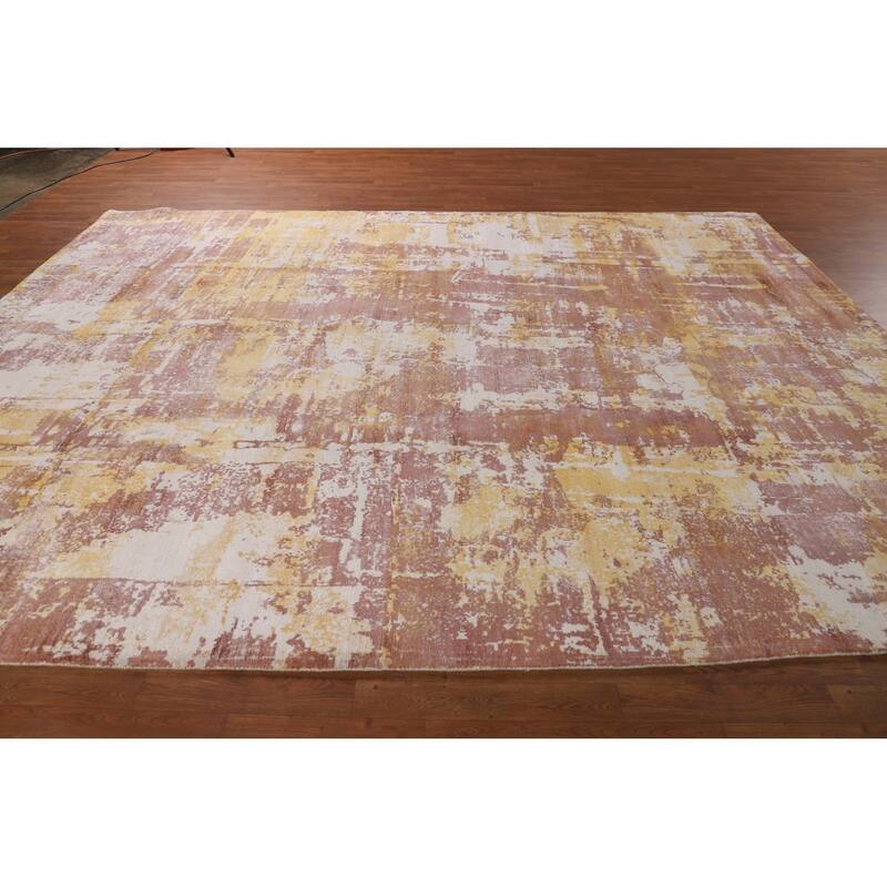 All-Over Contemporary Abstract Area Rug Hand-Knotted Wool Carpet - 9'0" X 12'0"