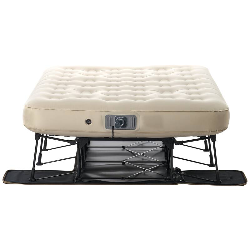 Inflatable Air Mattress with Frame and Pump for Camping or Guest Use