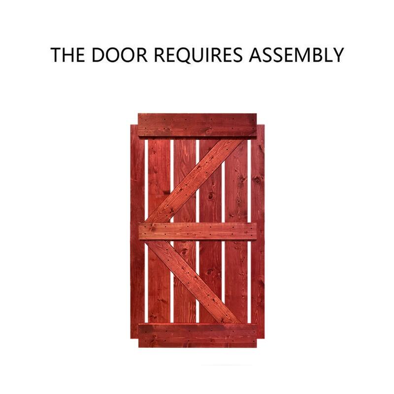 CALHOME K Series Stained Wood Sliding Barn Door with Hardware Kit