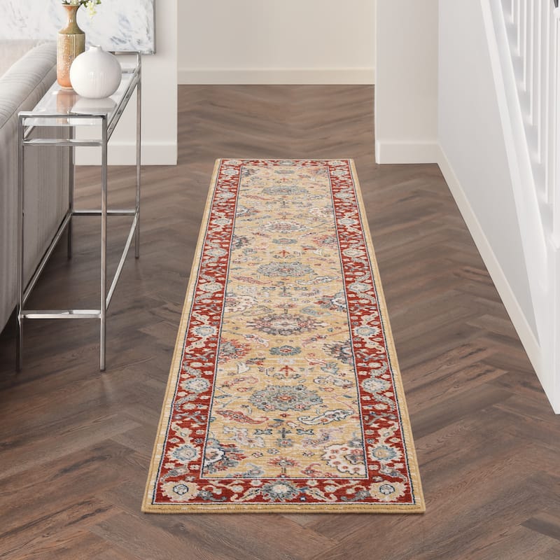 Nourison Parisa Traditional Bordered Area Rug - 2' 3" x 10' - Gold Brick