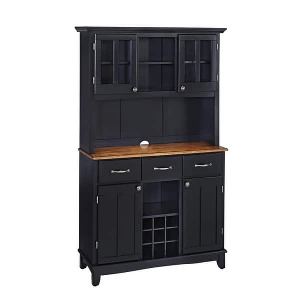 slide 2 of 8, Buffet of Buffets Black Storage Hutch with Wood Top