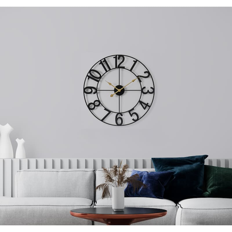 Sorbus Large 16 inch Decorative Round Analog Wall Clock Battery Operated With Numeral Style Design - 16" - Black
