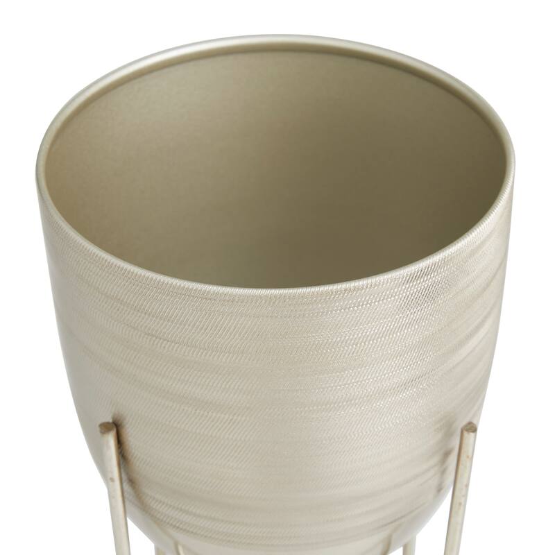 Silver, Gold or Gray Metal Modern Planter with Removable Stand (Set of 2) - S/2 6", 5"W