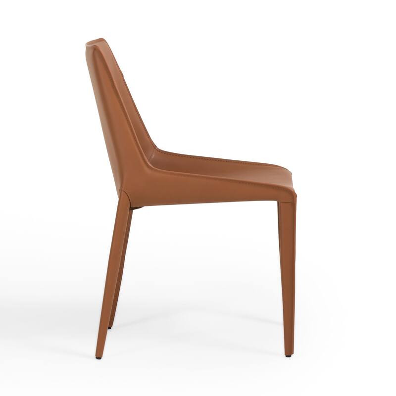 Modrest Halo Modern Cognac Saddle Leather Dining Chair (Set of 2)
