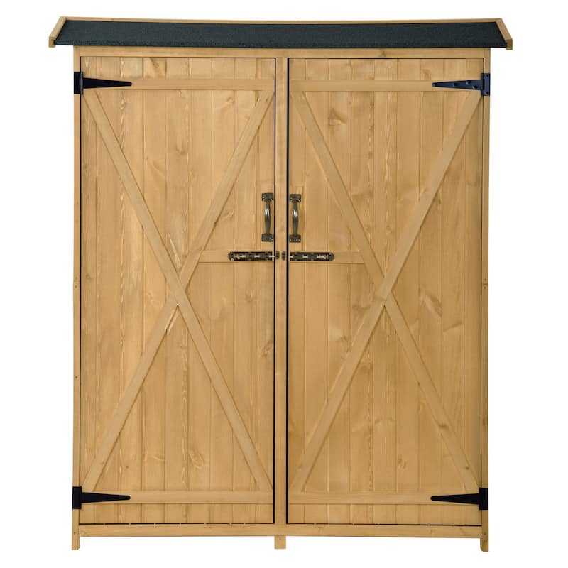 TOPMAX Outdoor 5.3ft Hx4.6ft L Wood Storage Shed Tool Organizer