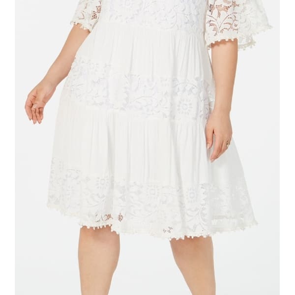 plus size fall wedding guest dresses Plus-Size Short Wedding Guest Dress with Sheer Corset Red / 20W