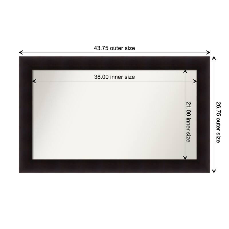 Portico Espresso Framed Non-Beveled Custom Wall Mirror, Bathroom Vanity Mirror - Outer Size: 43.75 x 26.75