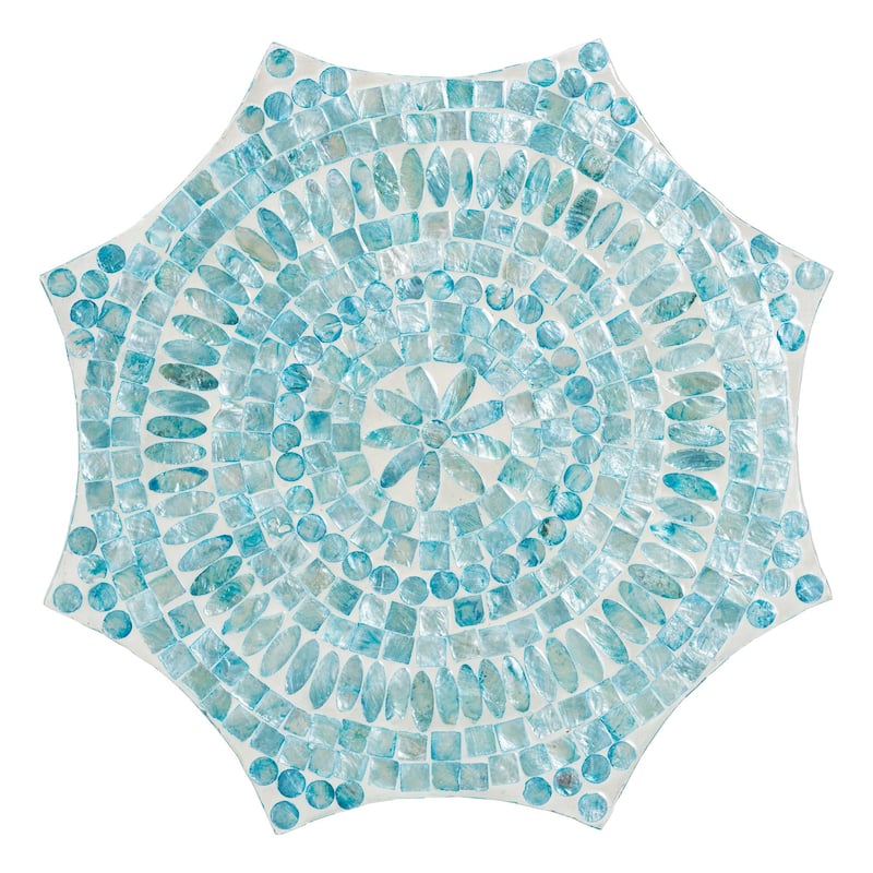 Olesia Modern Bohemian Blue Mother of Pearl End Table