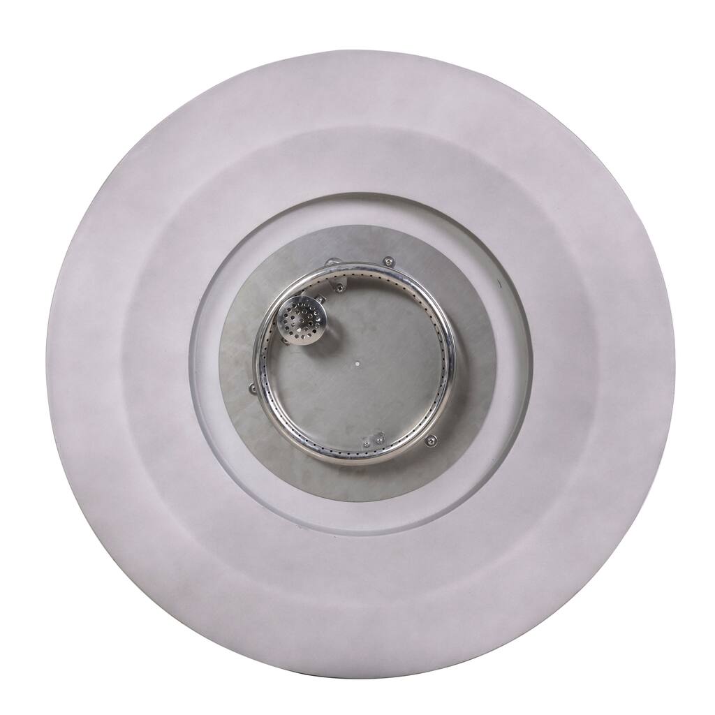 Round Faux Concrete Propane Fire Pit With PVC Weather Cover - N/A