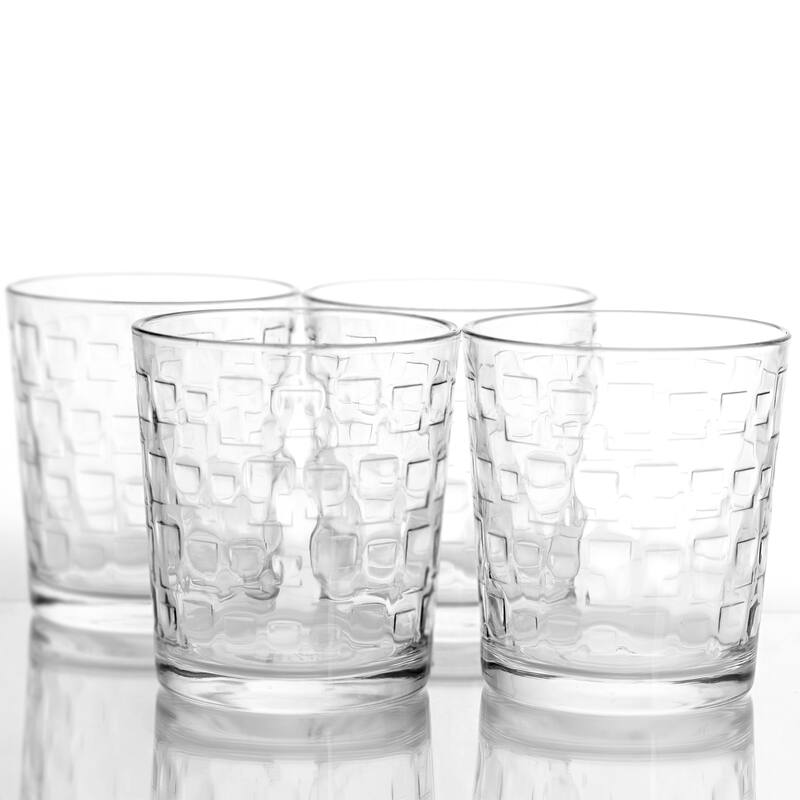 Gibson Home Great Foundations 4 piece 13 oz Embossed Glass Set