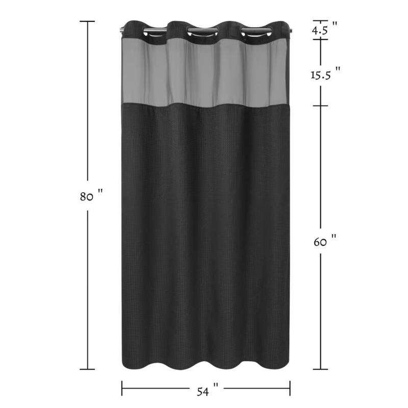 No Hook Waffle Weave Shower Curtain with Snap-in Liner