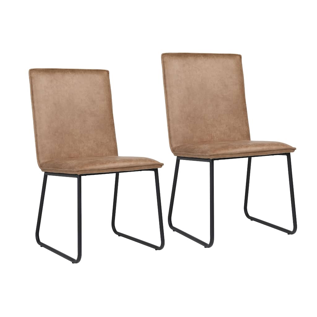Arden PU Leather Upholstered Dining Chair, Brown (Set of 2)