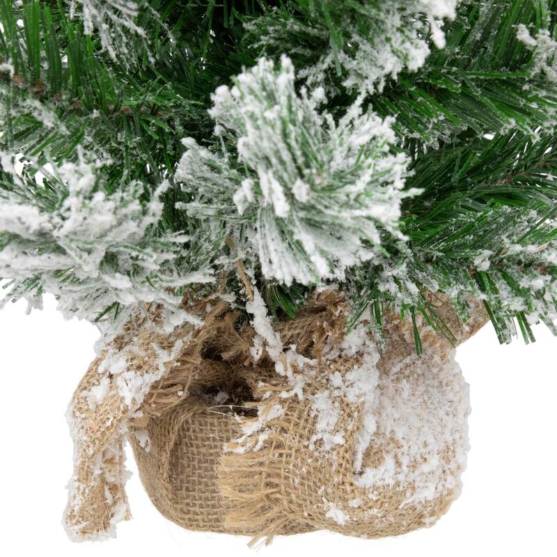 22" Flocked Pine Full Artificial Christmas Tree in Burlap Base - Unlit