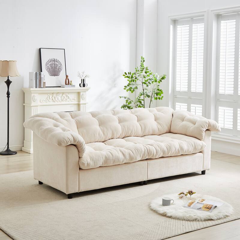99 Inch Chenille 2-Seater Sofa,Upholstered Fluffy Cloud Sofa