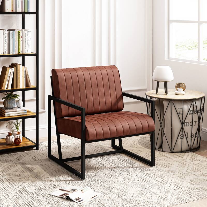 PU Leather Feature Armchair Accent Chair with Metal Frame