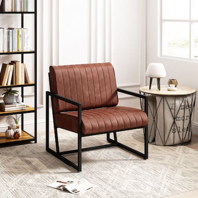 PU Leather Feature Armchair Accent Chair with Metal Frame