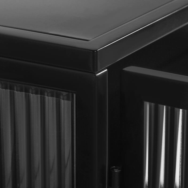 Anmytek Modern Black Glass Wall Cabinet 3-Tier Storage for Bathroom & Living Room