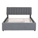 preview thumbnail 8 of 80, Teddy Fleece Platform Bed with Trundle, Vertical Striped Headboard and Smarter LED Bed Frame, Upholstered Frame Bed