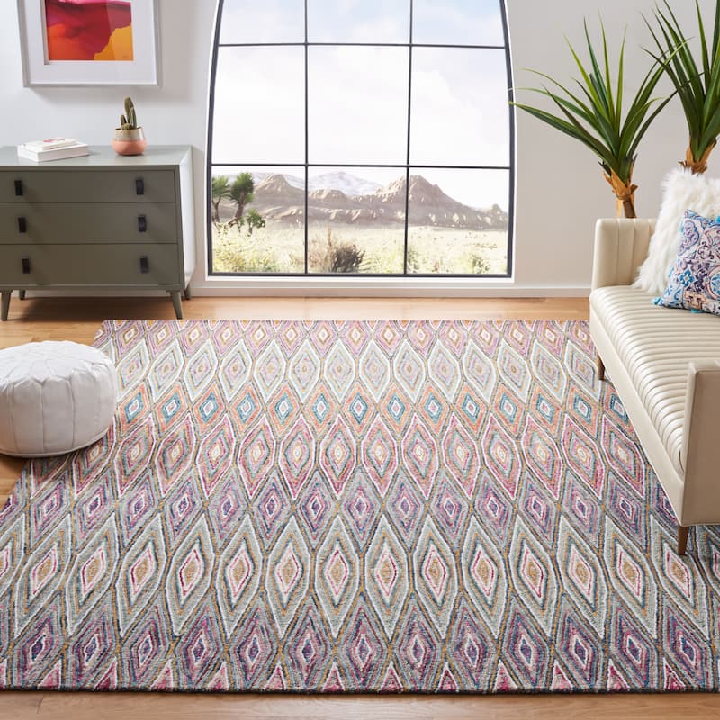 SAFAVIEH Handmade Aspen Carmelita Boho Tribal Wool Rug - 9' x 12' - Blue/Pink