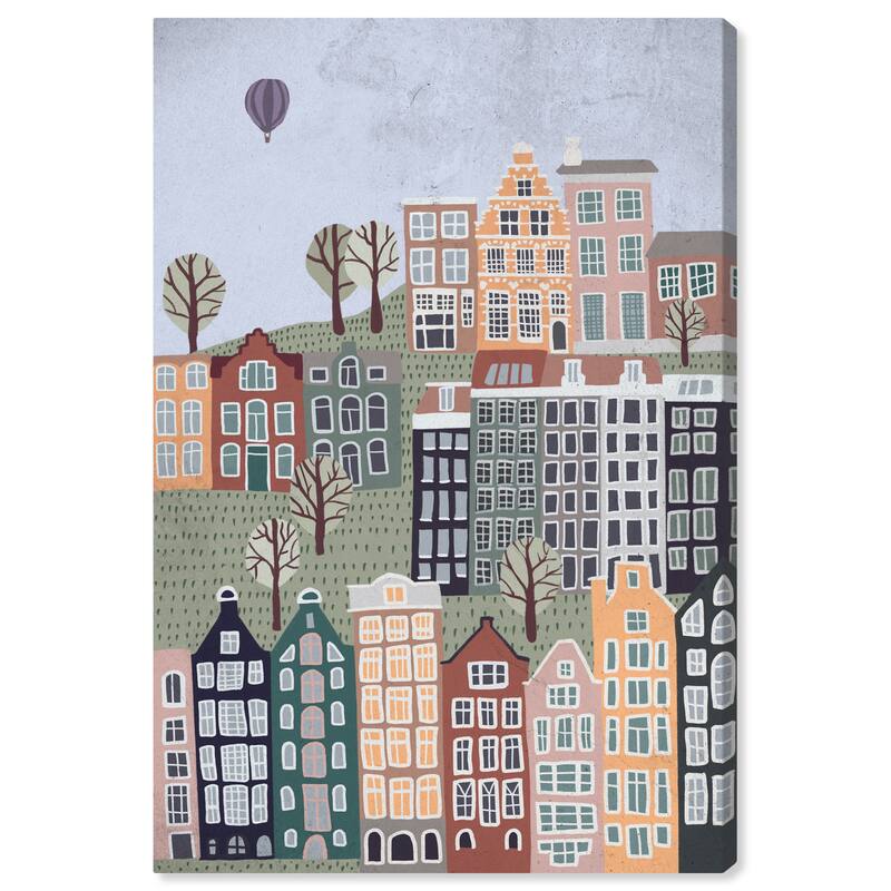 Wynwood Studio Prints Cities and Skylines Gentle Calm City Green and Farmhouse Wall Art Canvas Print