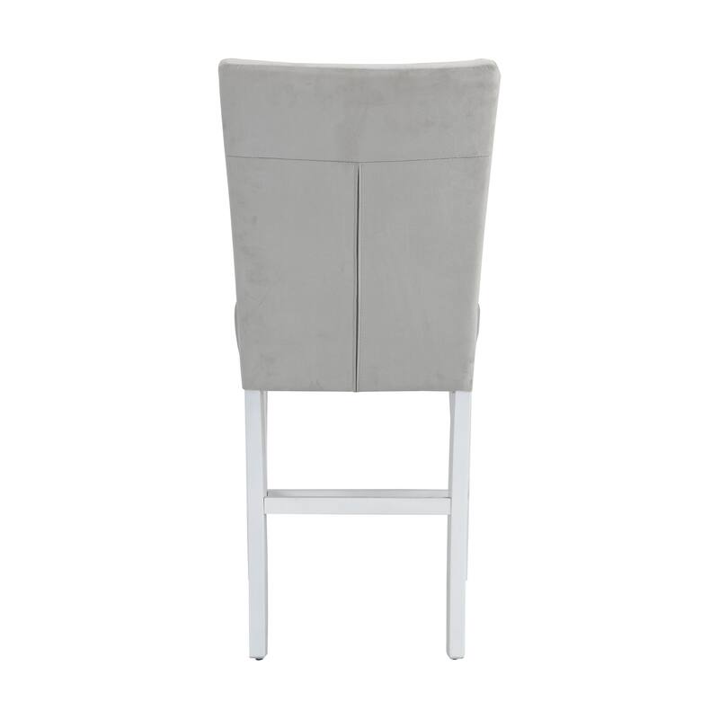 Elizaveta Gray Velvet &White High Gloss Finish Counter Height Chair (Set of 2)