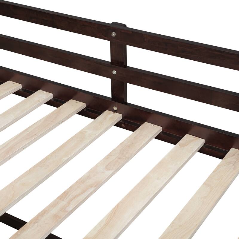 Twin Size Low Loft Bed with Rolling Desk, Shelves, and Drawers - Space Saving Design