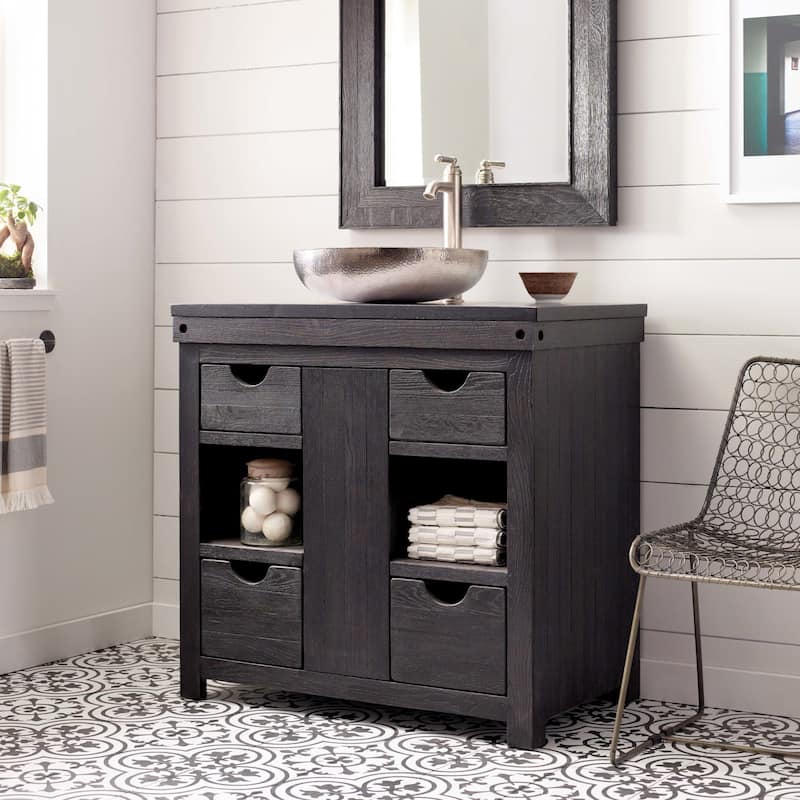 Vintner's Freestanding Reclaimed Oak Bathroom Vanity (Base Only)