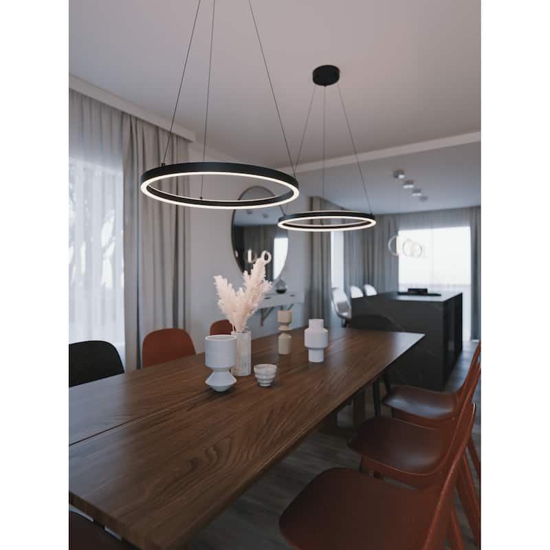 Glo 36" LED Pendant Light - 3000K - 35.57"Dia x 1.42"H - Black