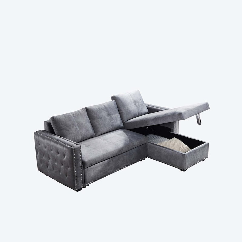 Classic and Cozy L-shape Pull-out Sleeper Sectional Sofa