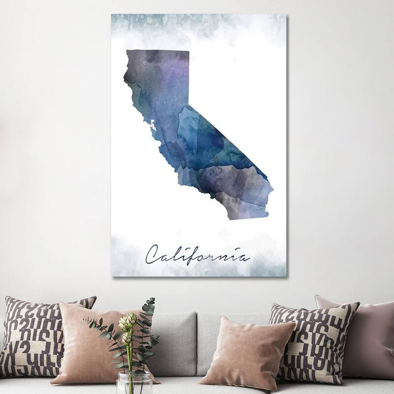 iCanvas "California State Bluish" by WallDecorAddict Canvas Print