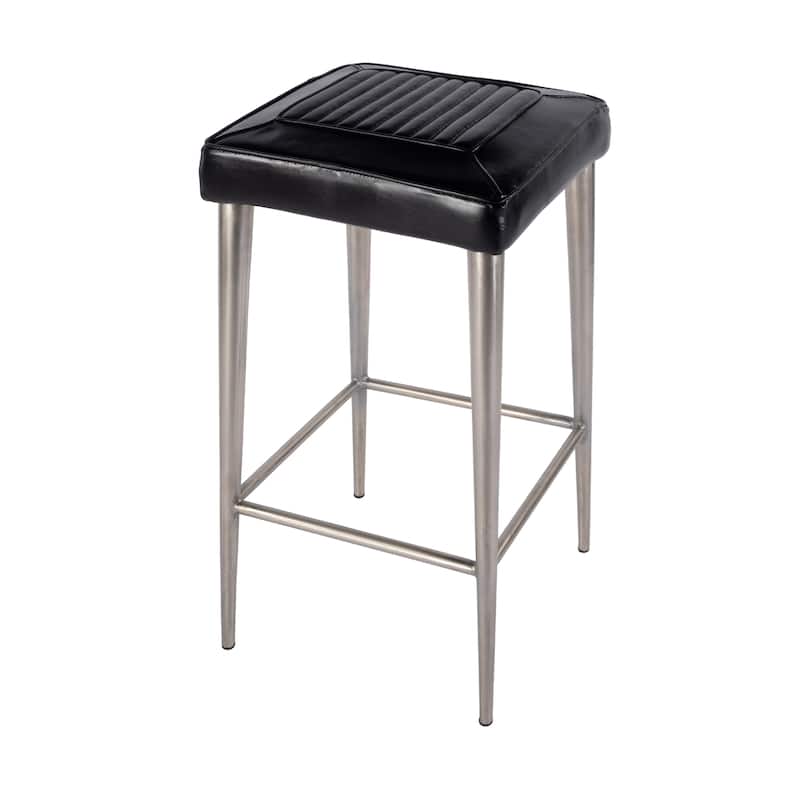 Maxwell 32"H Seat Leather and Metal Square Bar Stool