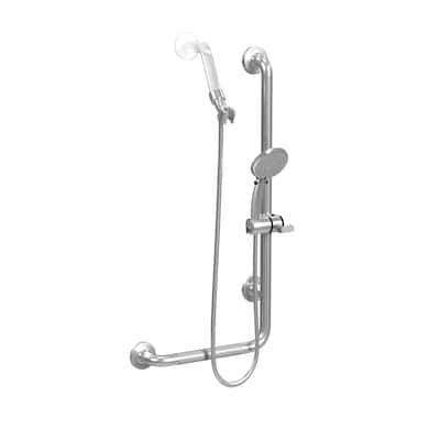 ErgoSlideBar Soft Grip 32mm Diameter ADA Compliant 500 lb Weight Capacity Slide Bar and Handshower Right Brushed Stainless Steel