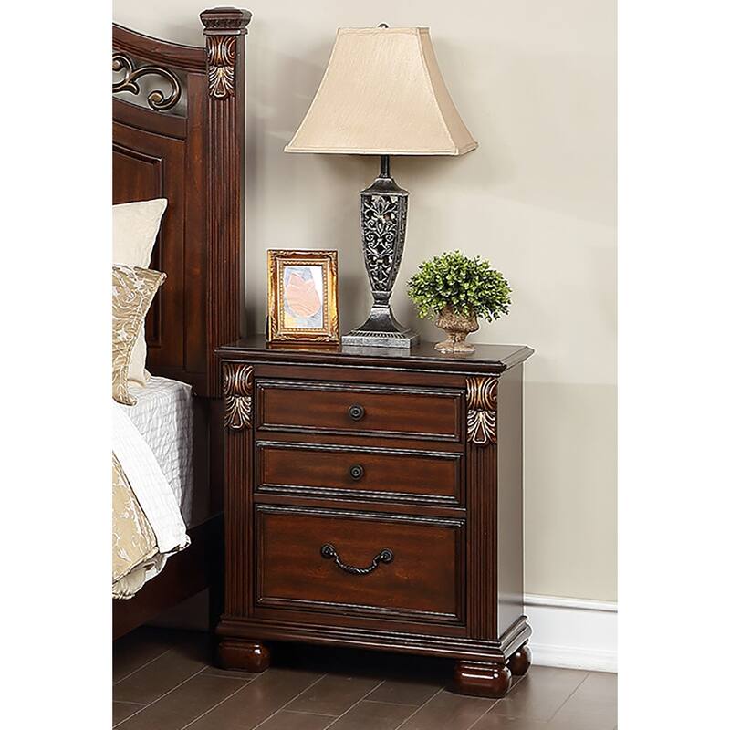 2-Drawer Wood Nightstand in Cherry Finish